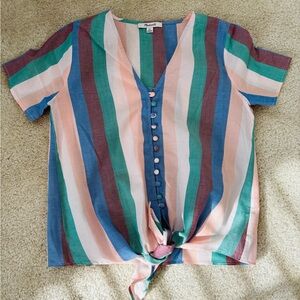 Madewell Multicolor Striped Button Down Top XS